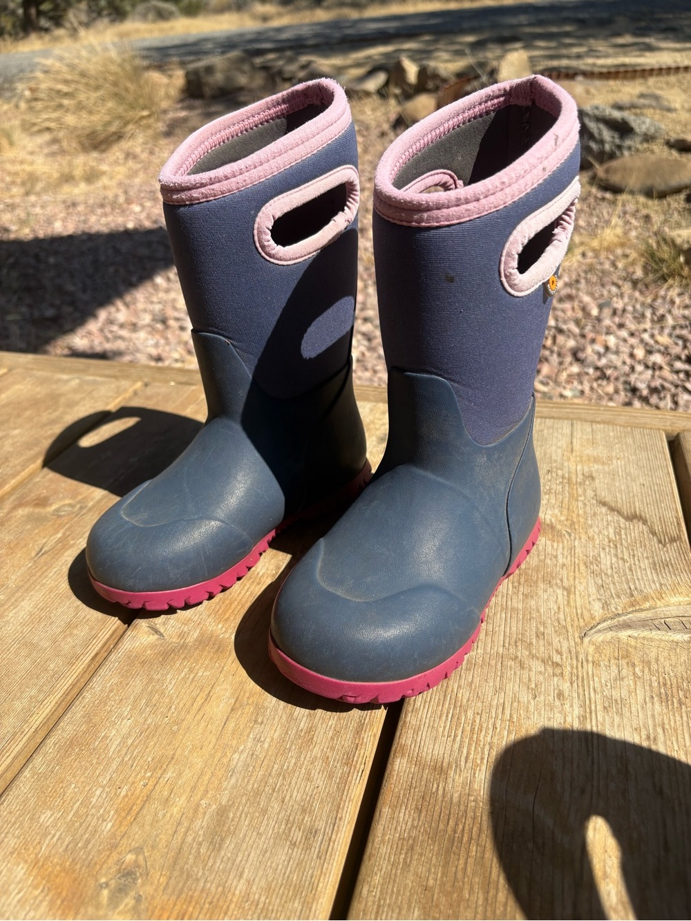 Kids Waterproof Navy and Pink Rain/Snow Bogs Boots
